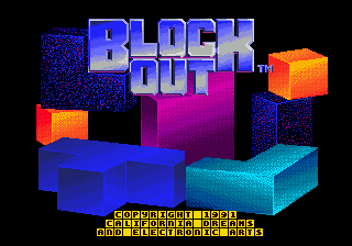 Blockout title screen for Sega Genesis